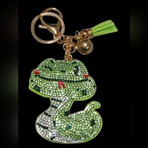 Green Rhinestone Snake Bag Charm |Keychain